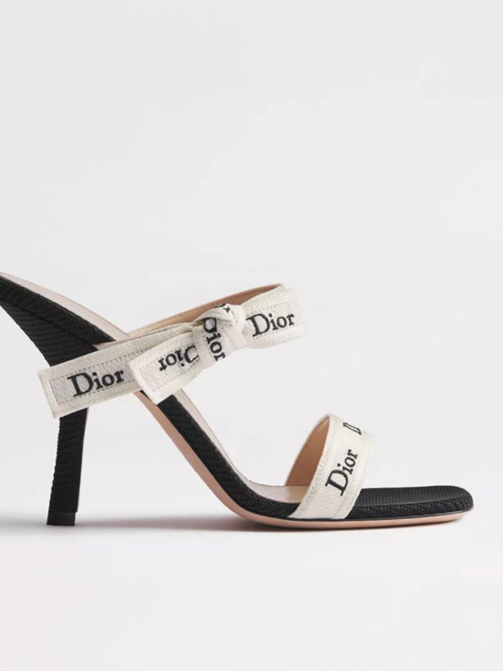Christain Dior Heeled Sandal with J'Adior Straps Black Embroidered Cotton, 39.5 - Picture 12 of 13